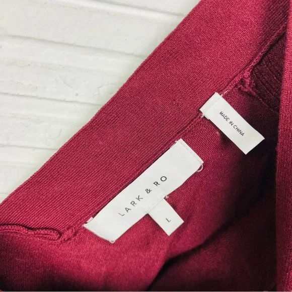 Lark & Ro Deep Red burgundy V neck Knit sweater Top size large - Picture 7 of 9